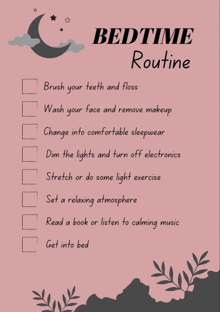 Bedtime routine checklist